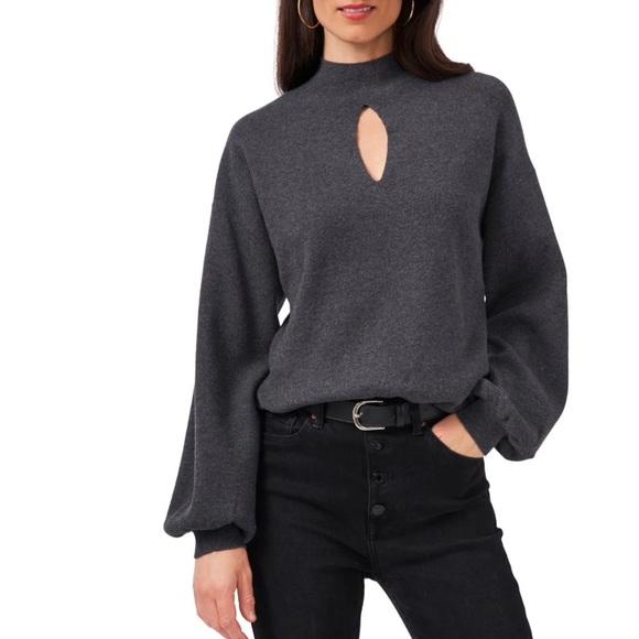 🌹VINCE CAMUTO KEYHOLE BLACK SWEATER - Picture 1 of 5